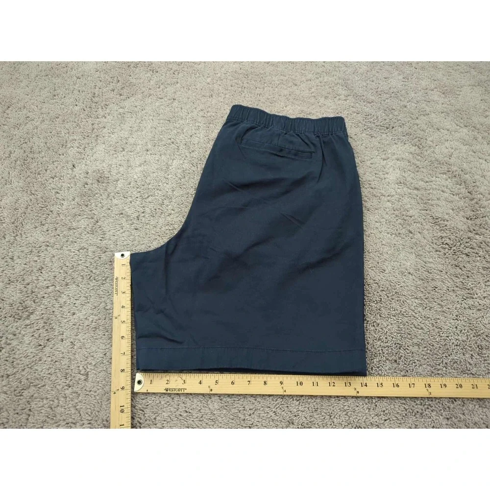 L.L.Bean Shorts Mens 2XL Navy Blue Elastic‎ Waist Washed Casual Chino Pockets